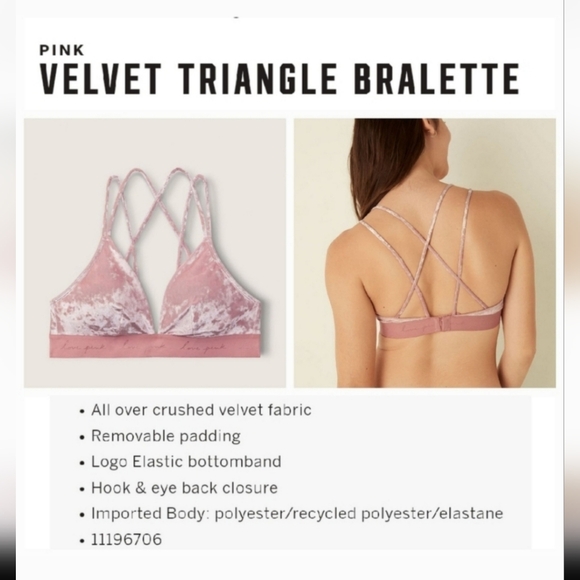Victoria's Secret Pink Velvet Bralette - Picture 5 of 5